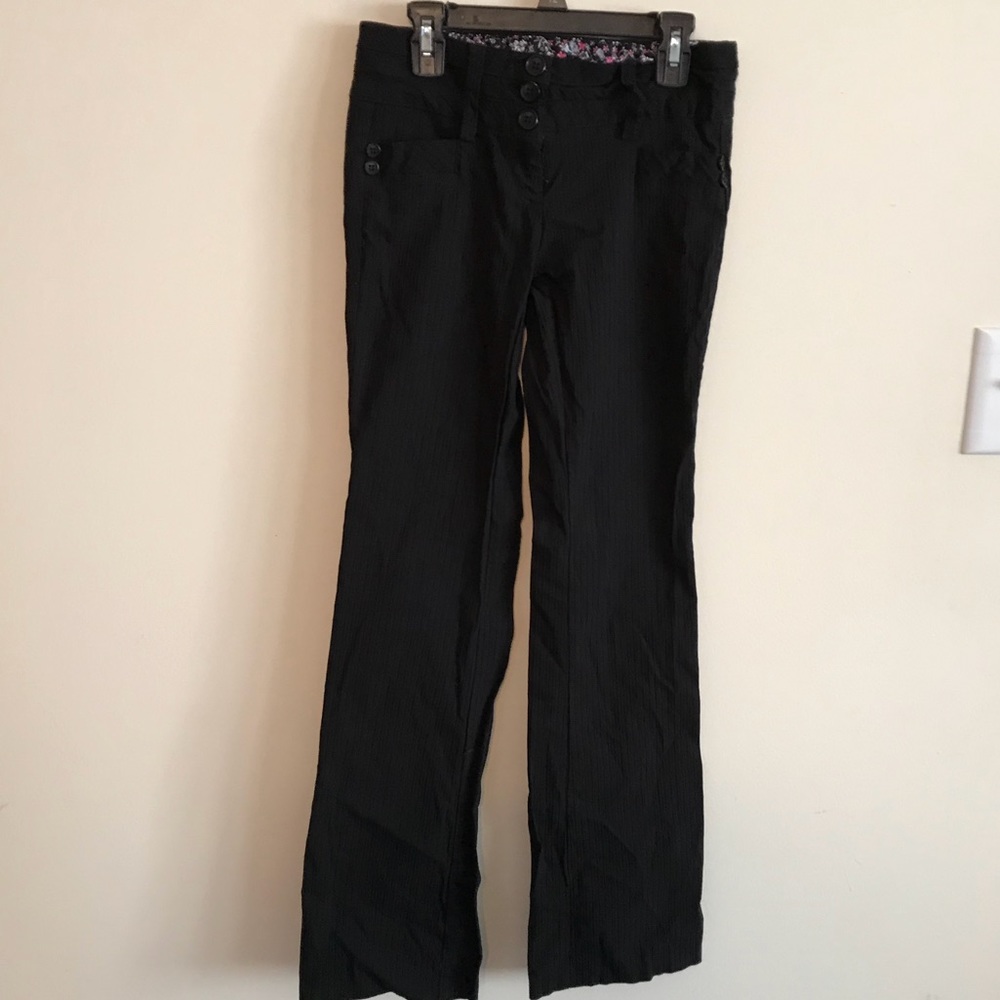 Black textured dress pants